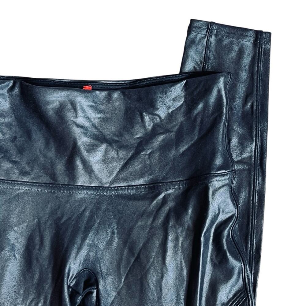 Spanx Women’s Sz M Black Faux Leather Moto Leggings Pants Pull On - Picture 5 of 12